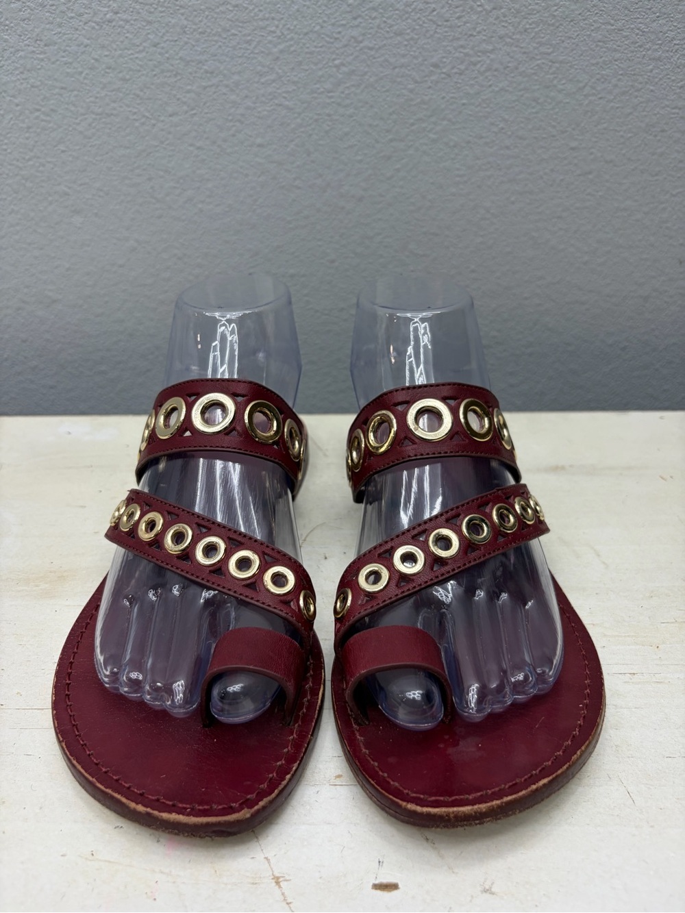 Sandro Burgundy Leather Adelie Sandals Size 37 - Picture 4 of 7